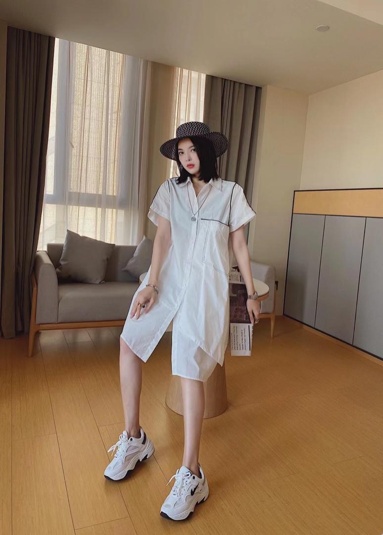［爱美欧］夏季新款欧版大口袋衬衫连衣裙，女装衬衫，爱美欧