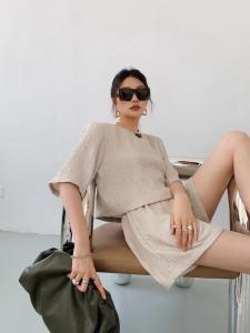 夏季新款 肌理感短款套装 现货供应，女装职业装，AUDREY WANG