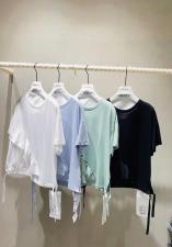 【现货】夏款设计感针织拼接不规则短袖，女装，ABout阿布