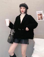 DG831欧版西装领短款西装领丝绒羽绒服，女装西装，L·H·X