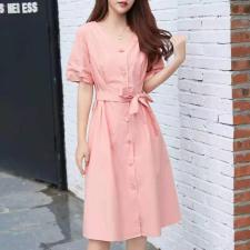 2021现货包括裁明线棉布连衣裙M-XXL，女装连衣裙，艾涵