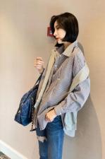 ZCL503春款新品披肩两件套条纹衬衫，女装衬衫，L·H·X