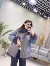 ZHG8105门襟毛领真狐狸毛内胆羽绒两面穿皮草羽绒服，女装皮草，L·H·X