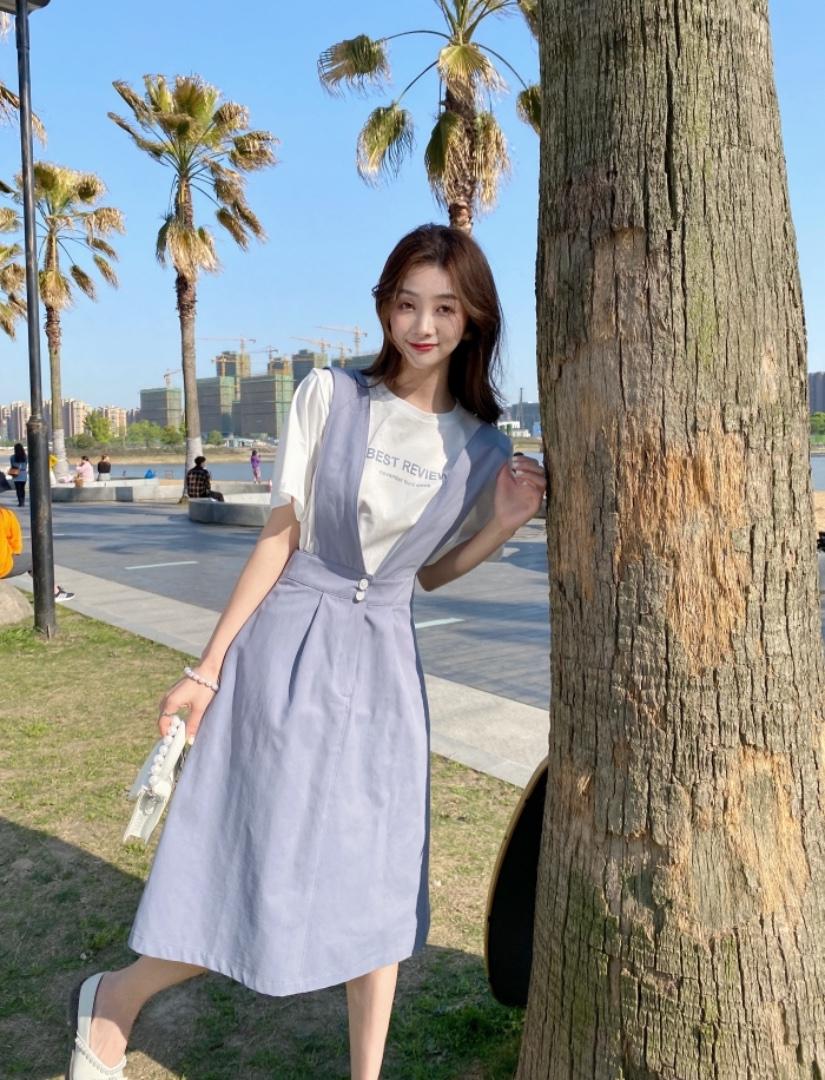 夏季背带两件套，女装，E莎