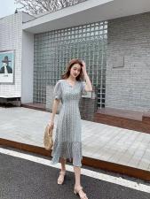 花色韩味连衣裙夏季，女装连衣裙，阿爆