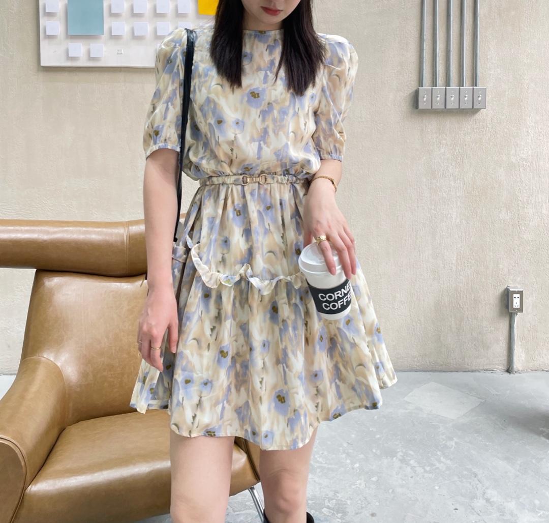 【现货】夏季新款韩版意境图案连衣裙，女装连衣裙，本白(2F)