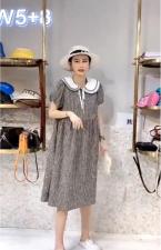 DG887夏季新款韩版甜美风双层娃娃领系带气质淑女连衣裙，女装连衣裙，L·H·X