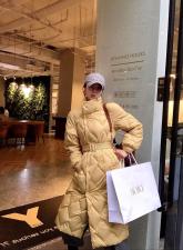 气质款长款系腰带羽绒服.SML，女装羽绒服，尚映