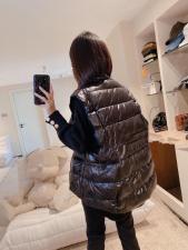 ZCL510秋冬新款亮皮西装领百分百羽绒马甲，女装西装，L·H·X