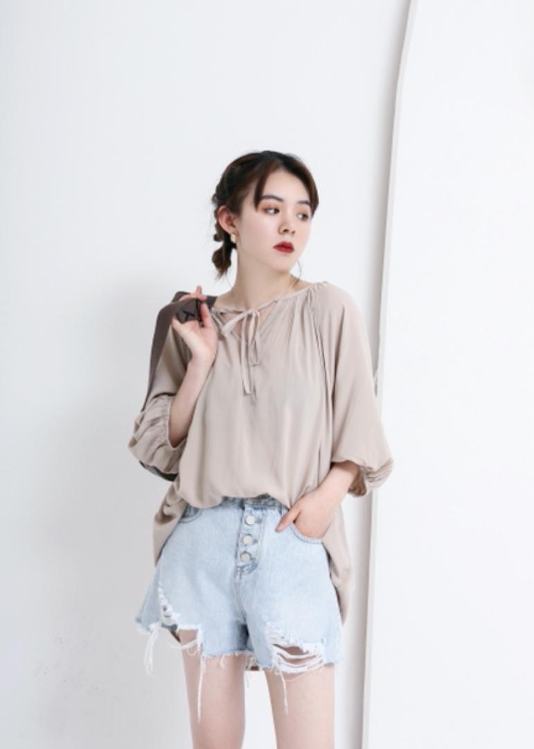 丝绵衬衣，女装，E·呀