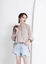 丝绵衬衣，女装，E·呀