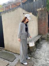 易霏金熙【现货】春季新款丝绒拼接套装，女装职业装，易霏金熙