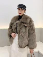 ZAF203同红双排皮扣真狐狸毛皮草外套，女装皮草，L·H·X