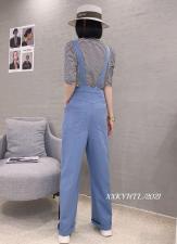 21021、条纹背带牛仔裤套装，女装牛仔裤，茜茜可依 红太狼