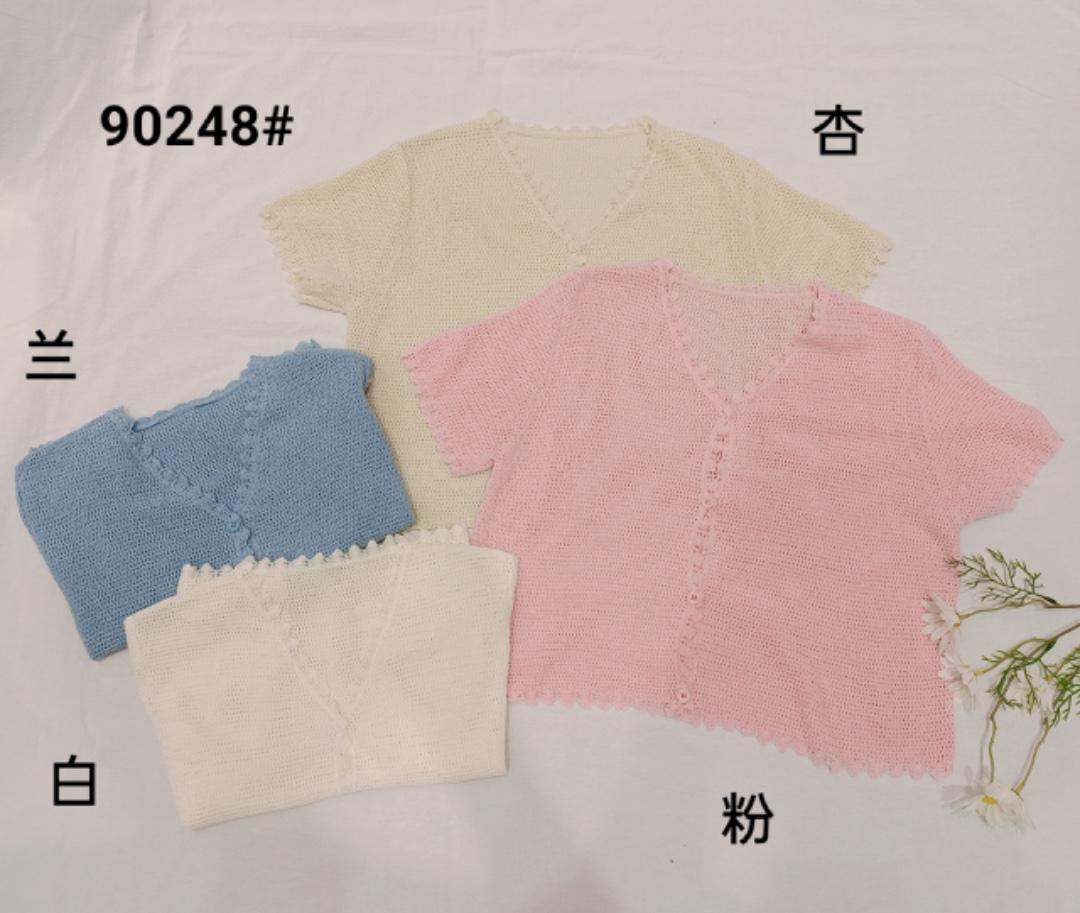 曲珠短袖开衫，女装，千变织造