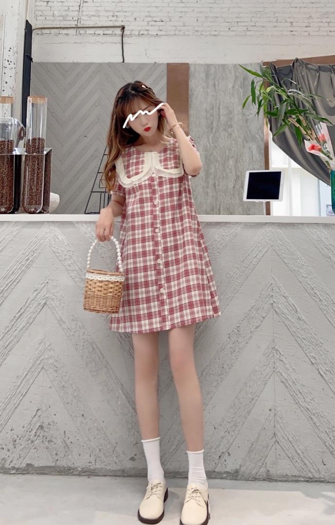 格子连衣裙，女装连衣裙，Linda Jean
