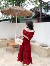 现货红色连衣裙，女装连衣裙，煊芮熙