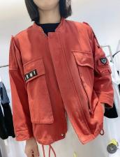 DG862早春新款字母贴标口袋宽松显瘦短款外套，女装，L·H·X