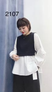 2021 春款现货 假两件拼接上衣，女装，億亿铭品