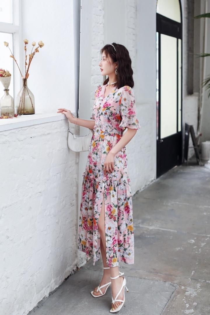 碎花雪纺连衣裙，女装连衣裙，咔蒂妮