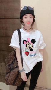 DG869新款印花粉蝴蝶结米奇T,女装,L·H·X