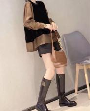 DG826洋气拼接丝绒假两件衬衫，女装衬衫，L·H·X