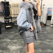 ZHG8107时尚门襟大狐狸毛领可拆卸内胆獭兔毛皮草派克服，女装皮草，L·H·X