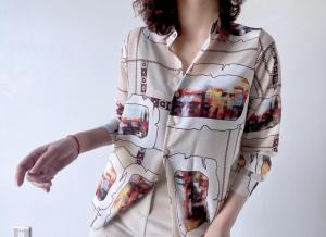 【现货】2021春季新品真丝双绉印花衬衫,女装衬衫,七七迷兰