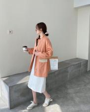 香丽迪风衣女中长款2021春装韩版宽松休闲小个子气质简约外套，女装风衣，香丽迪
