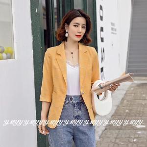 春季新款格子西装外套，女装西装，依美依缘