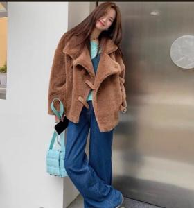 ZAF2019网红超火短款皮带扣翻领百分百羊毛外套,女装,L·H·X