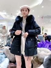 ZHG8119欧货可拆卸真狐狸毛领内胆獭兔毛时尚派克，女装，L·H·X