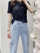 一粒扣针织上衣，女装，WW9