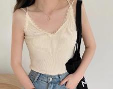 蕾丝花边美背款打底衫，女装，魅力元素