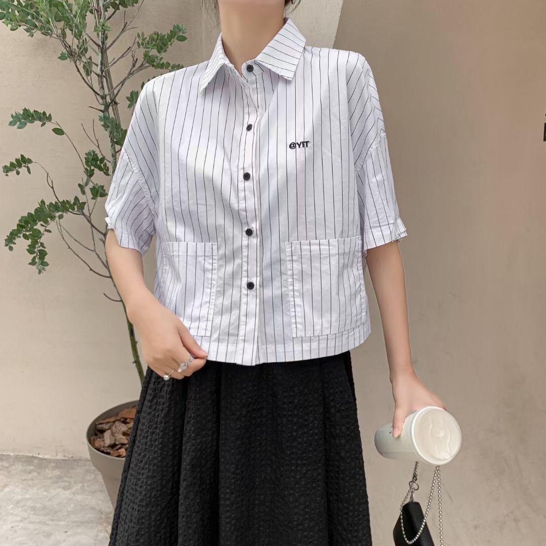 【现货】经典刺绣衬衫?不规则半裙气质简约，女装衬衫，壹题YITI