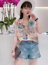 无袖花衬衣，女装，艾嫚伊