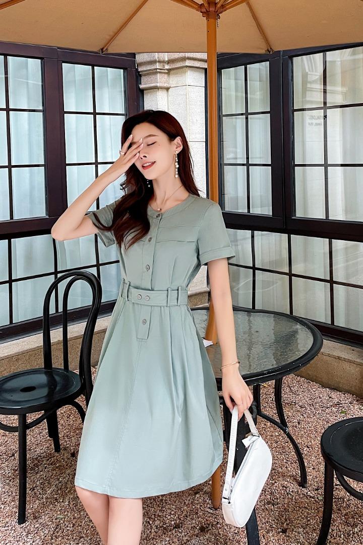 现货2021新款三色四码M到XXL带弹力棉定做面料舒服透气单，女装，艾涵
