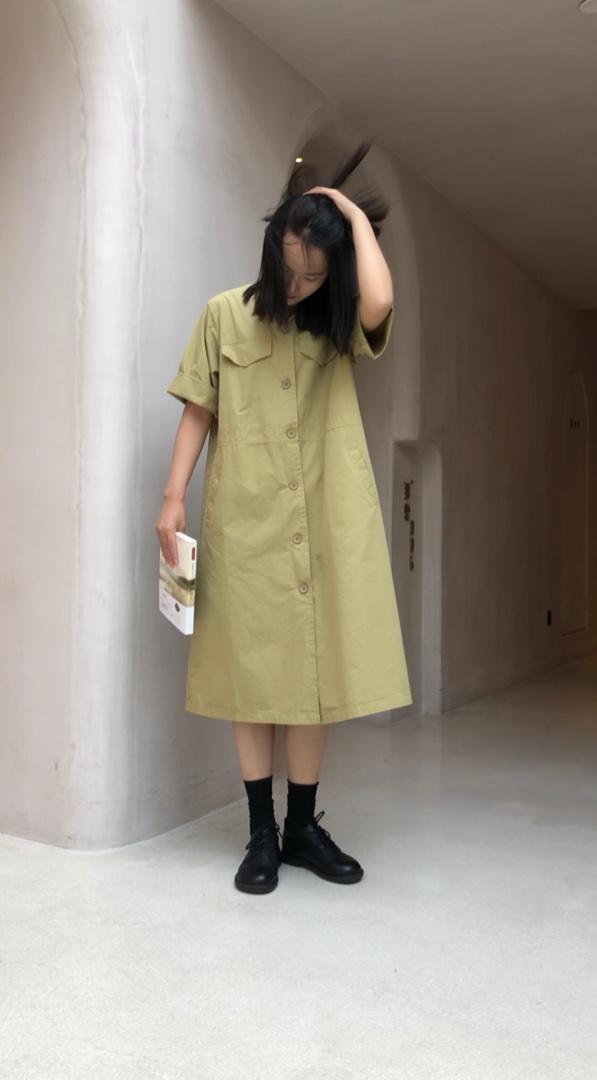 夏季水洗棉牛仔长裙，女装，金子