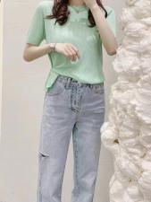 一粒扣针织上衣，女装，WW9