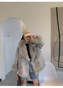 ZHG8109时尚真狐狸毛领?口下摆内胆羽绒两面穿皮草羽绒服,女装皮草,L·H·X