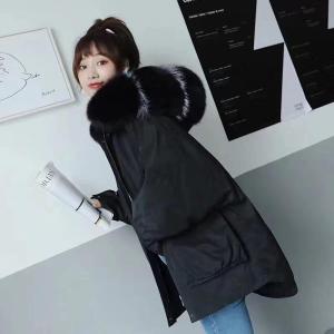 ZHG9806韩版大口袋真狐狸毛领内胆可拆卸獭兔毛保暖派，女装，L·H·X