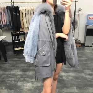 ZHG8107时尚门襟大狐狸毛领可拆卸内胆獭兔毛皮草派克服,女装皮草,L·H·X