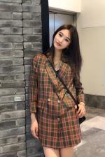 SGH2103春季新款格子款青春靓丽百搭简约西装外套，女装西装，L·H·X