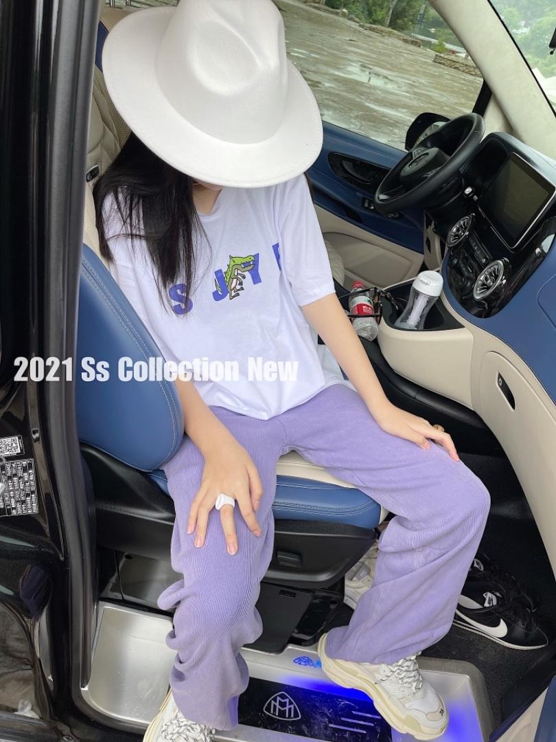 卡通Ｔ多色纯棉水洗高腰拖地裤，女装，G