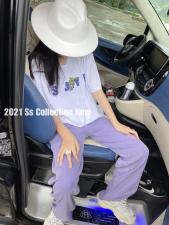 卡通Ｔ多色纯棉水洗高腰拖地裤，女装，G