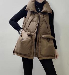 DG830欧货大口袋立领拉链百分百羽绒马甲,女装马夹,L·H·X