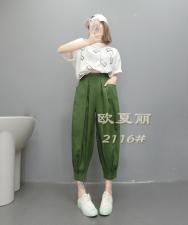 纯亚麻休闲裤,女装休闲裤,欧夏丽