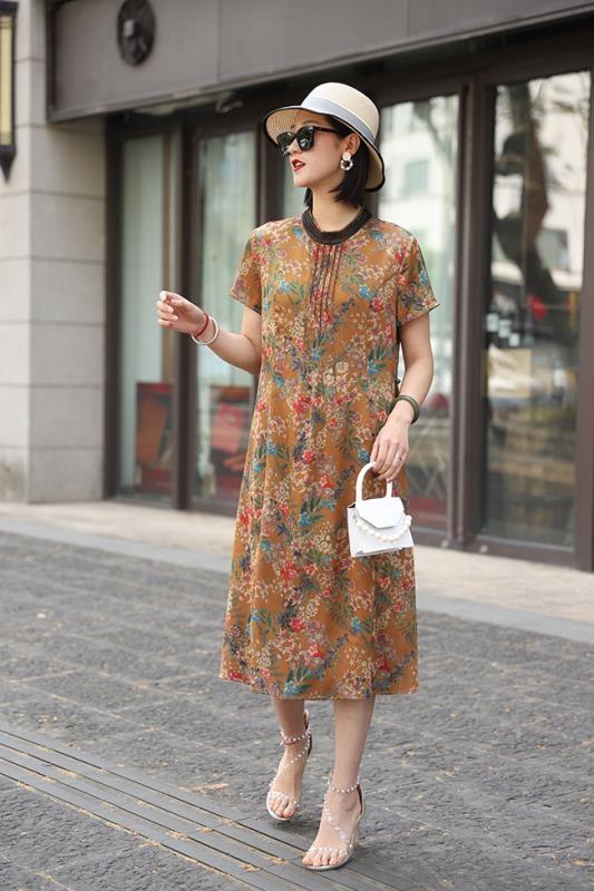 夏季新款真丝缎连衣裙，女装连衣裙，澳洛菲