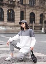 春款衬衫卫衣拼接上衣，女装衬衫，魅力可诗