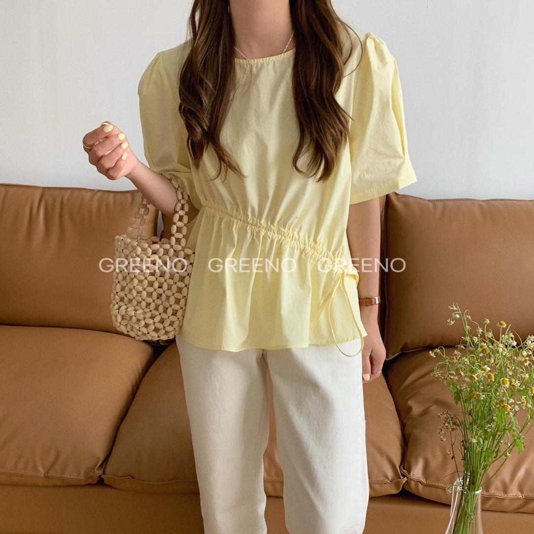 松紧抽绳小衫，女装，GREENO